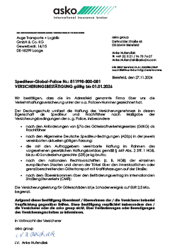 Versicherungsbestätigung nach 7a GüKA
